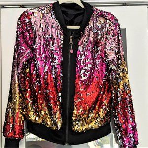 Sequin jacket with ribbed cuffs and waistband - Sell Deadline Oct 15